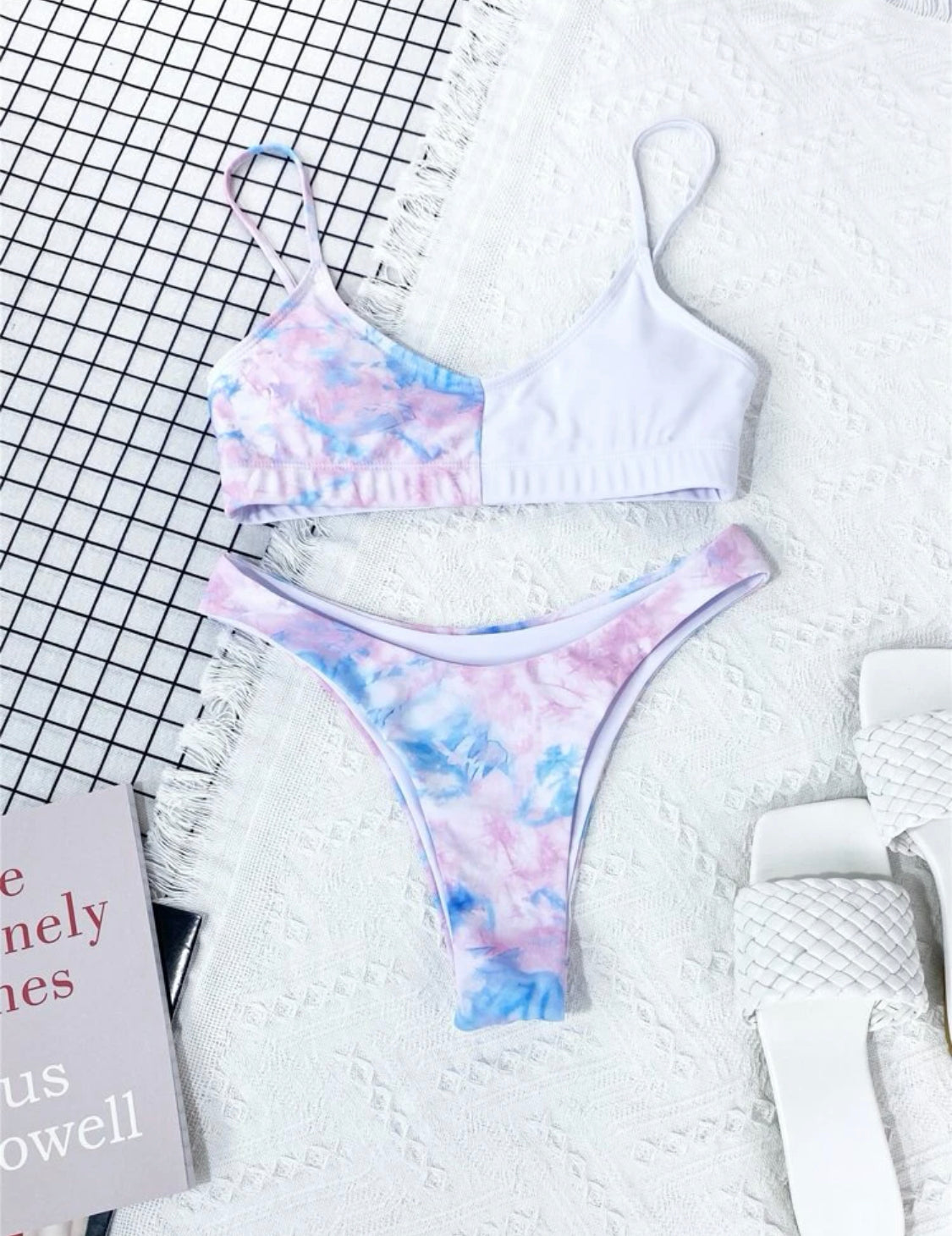 Tie Dye High Cut Bikini Swimsuit Large
