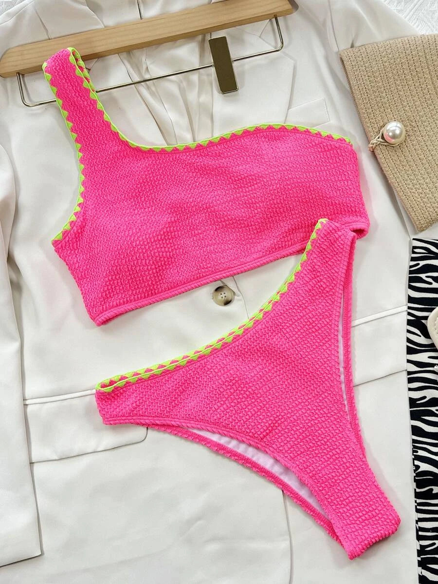 Textured One Shoulder Bikini Medium
