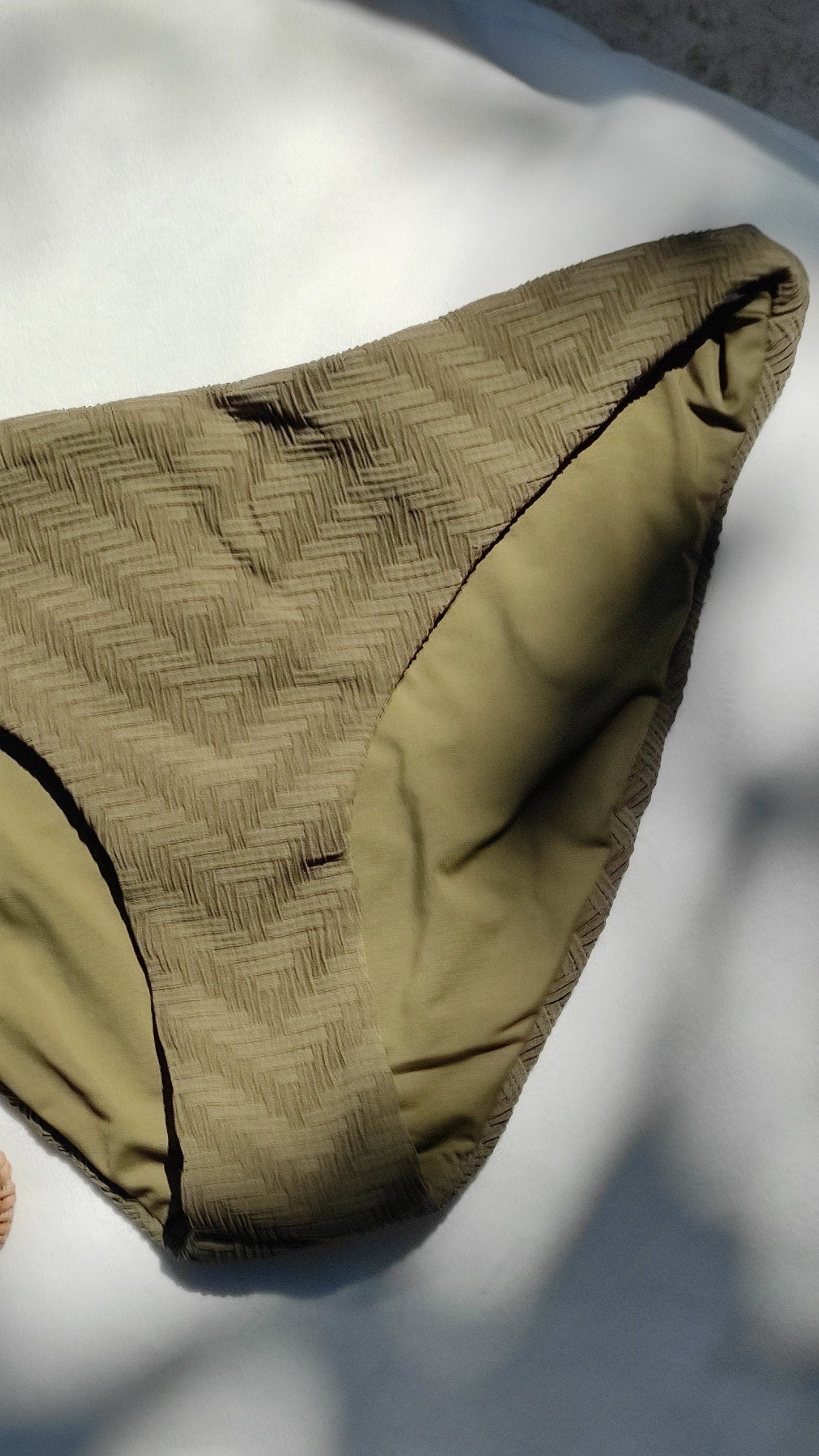 Olive Textured Bikini Bottom - M