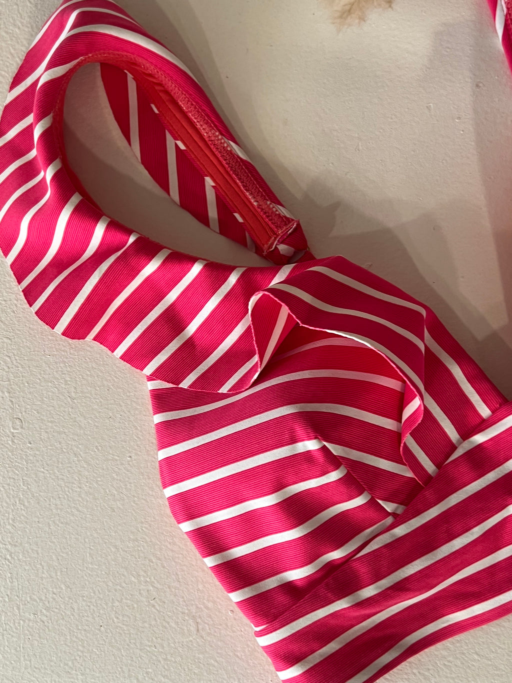 Striped Frill Bikini Top - S