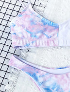 Tie Dye High Cut Bikini Swimsuit Large