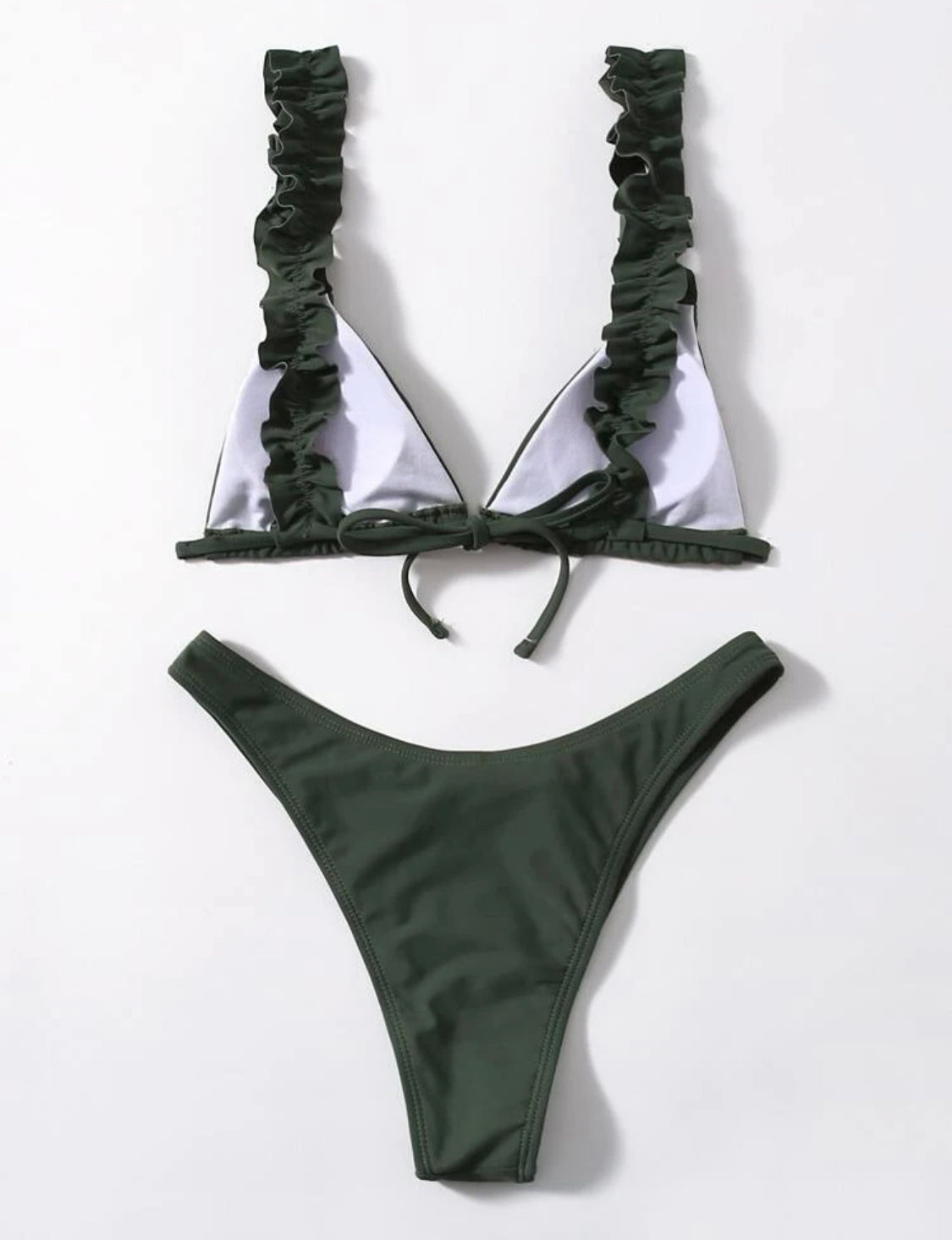 Frill Trim Triangle High Cut Bikini