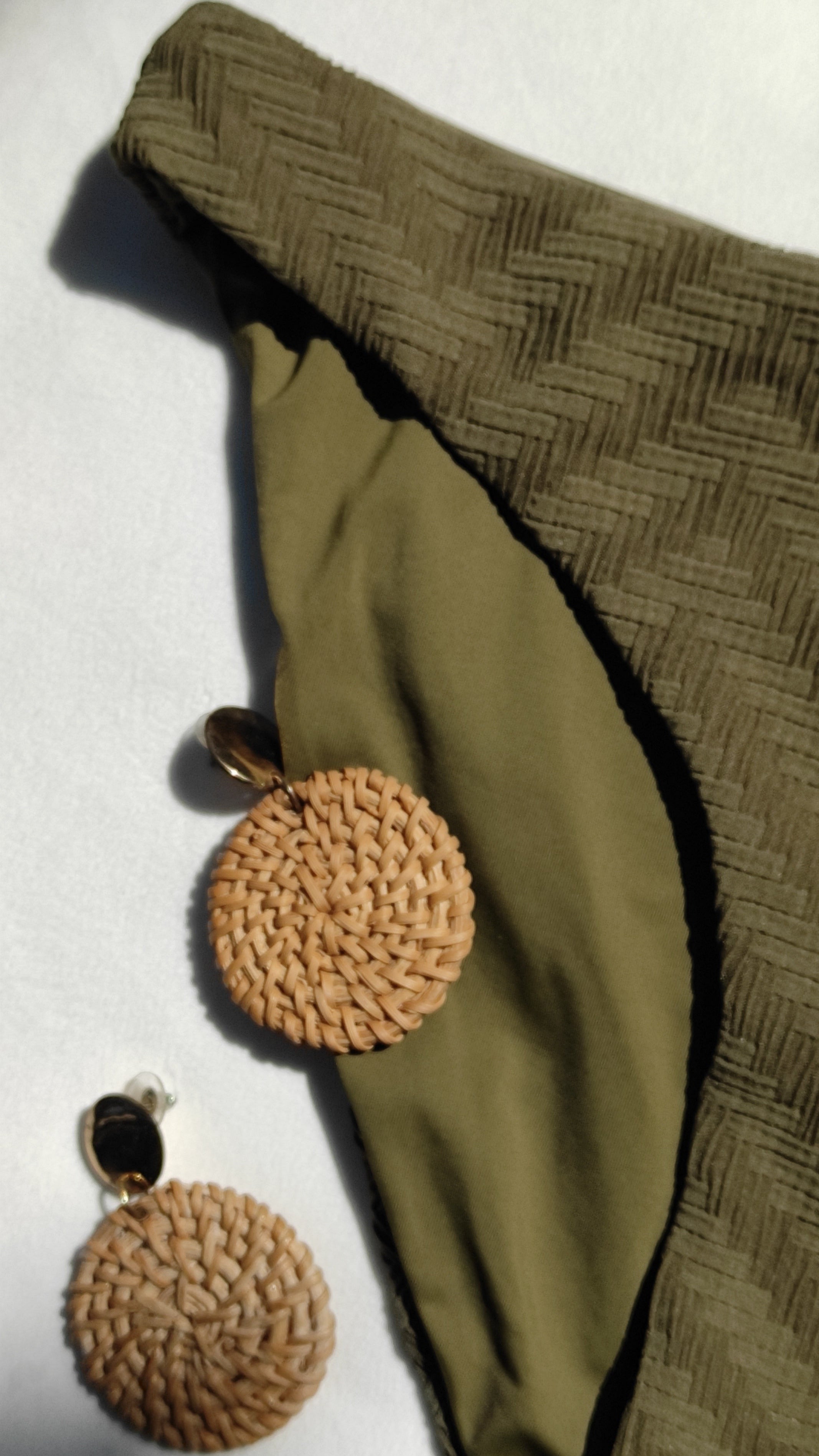 Olive Textured Bikini Bottom - M