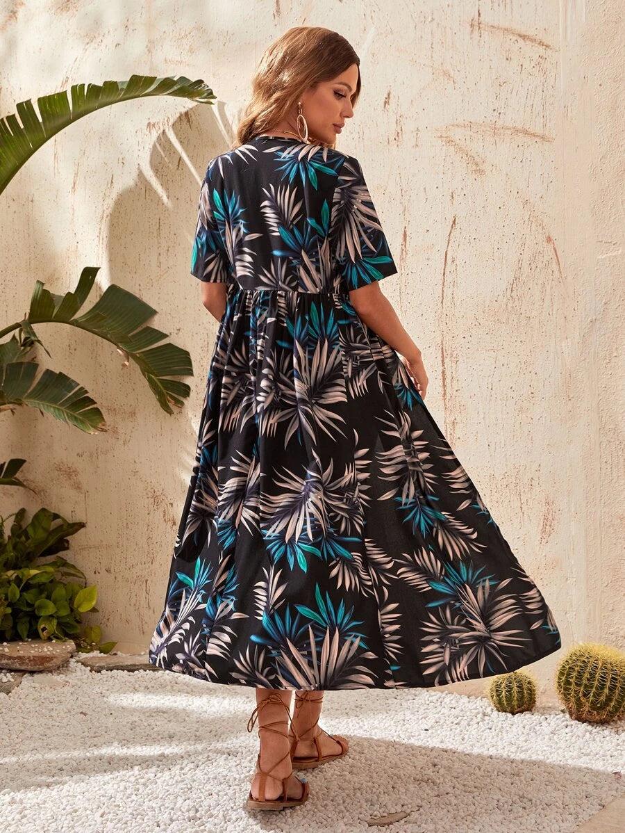 Allover Plant Print Kimono Medium