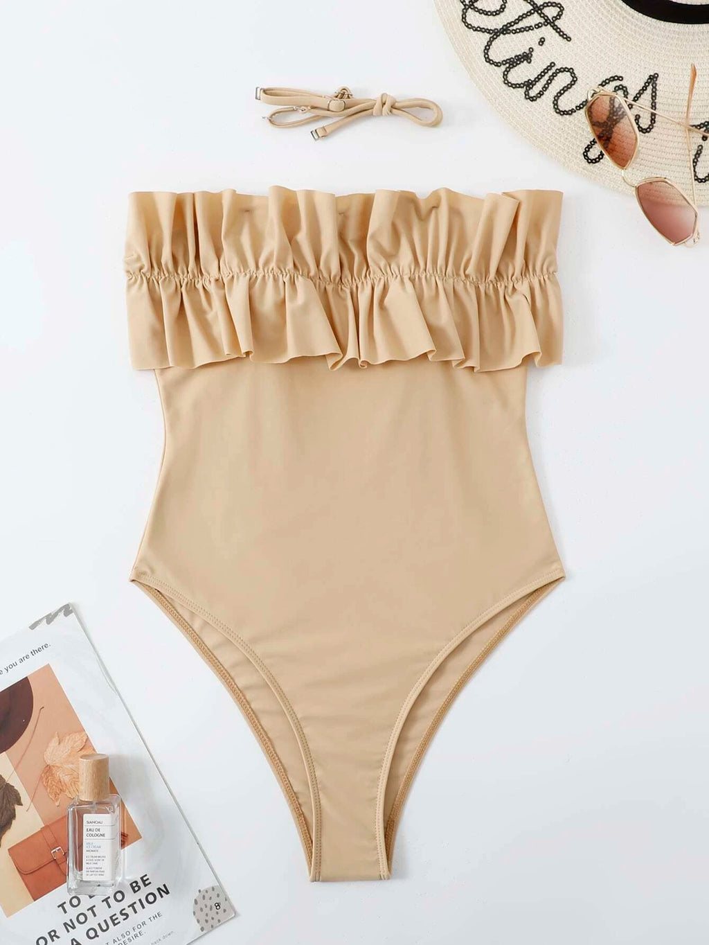 Frill Trim Bandeau One Piece Large