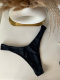 High Cut Black Bikini Bottom - L
