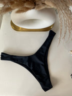 High Cut Black Bikini Bottom - L