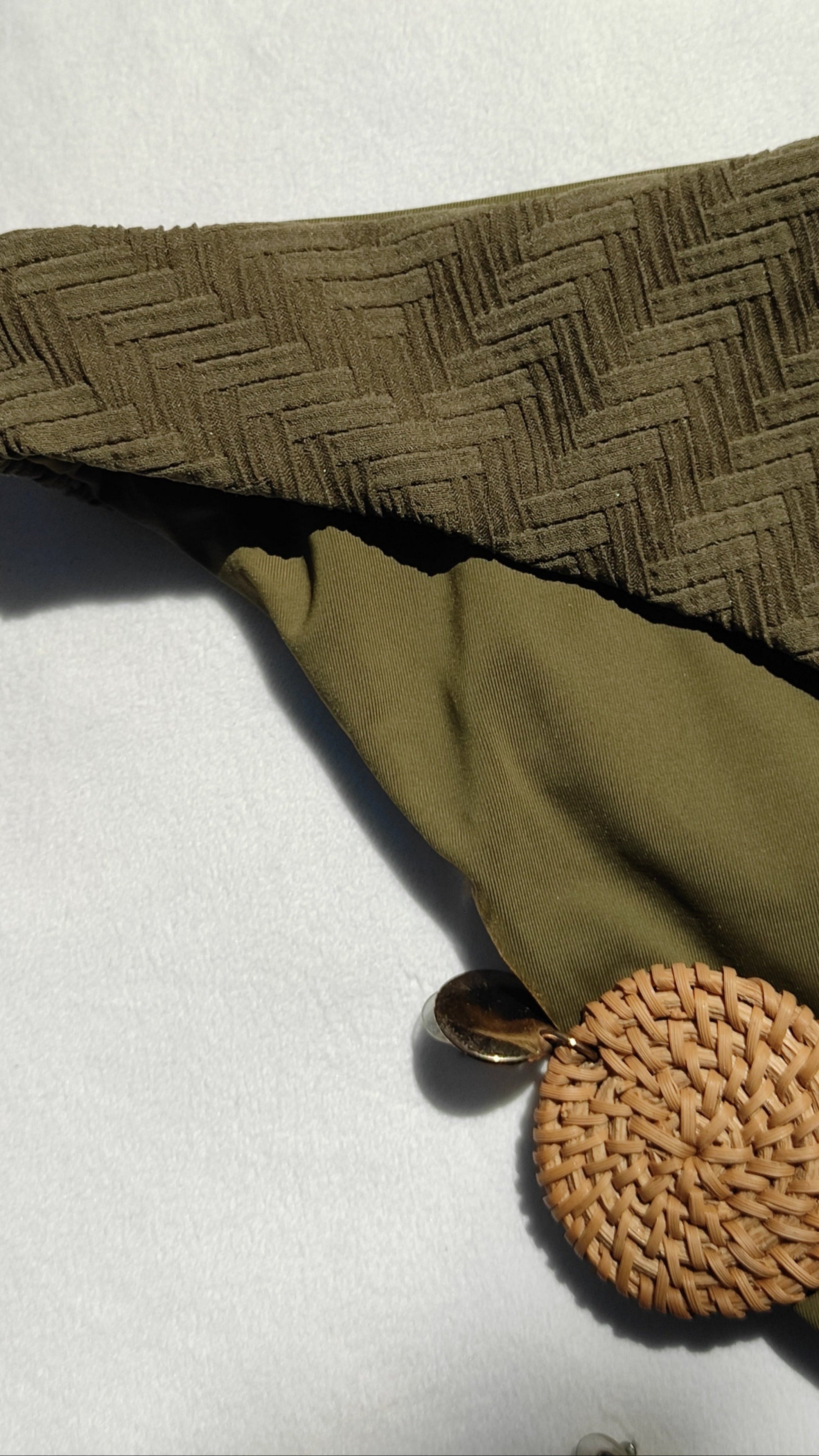 Olive Textured Bikini Bottom - M