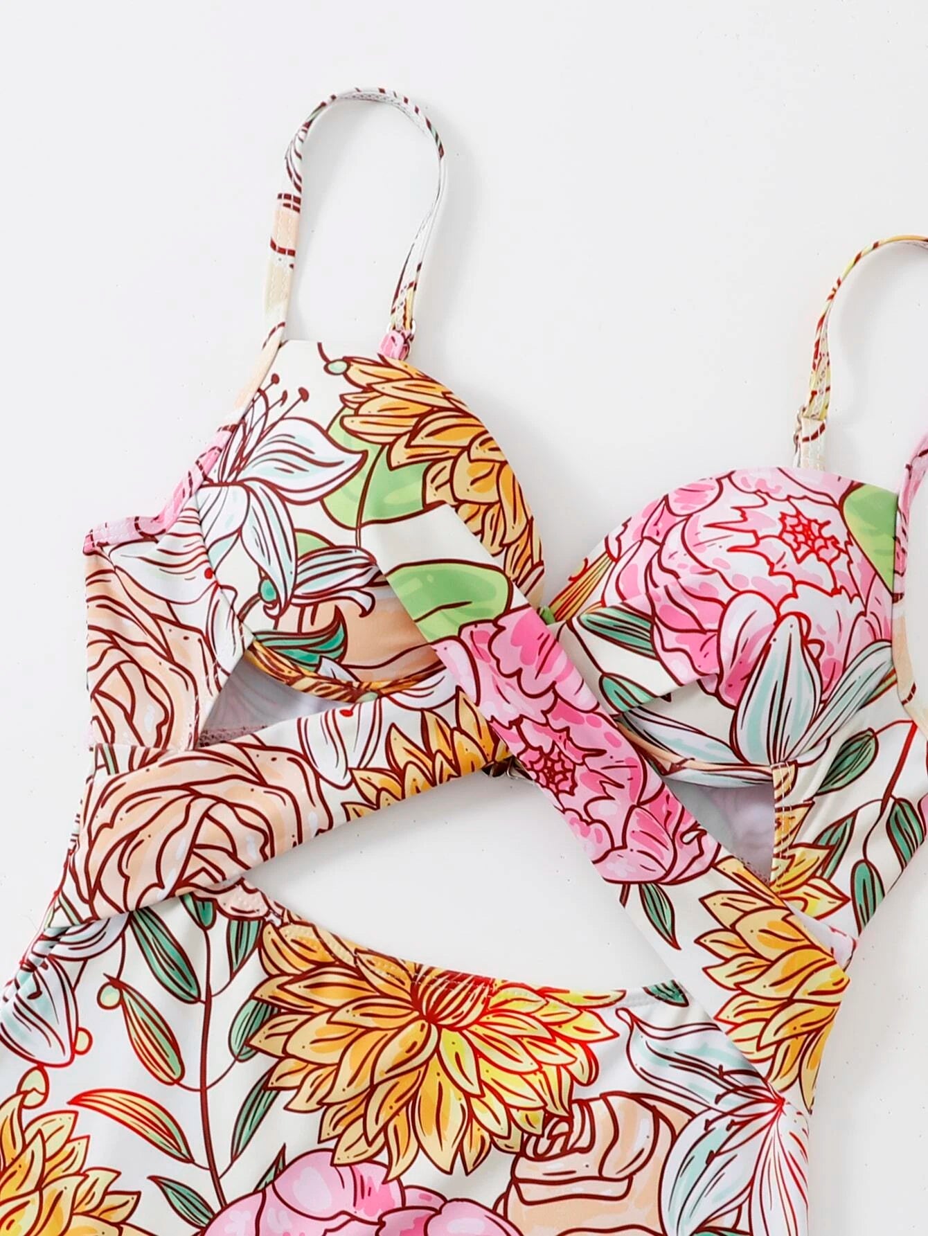 Floral Print Underwire One Piece