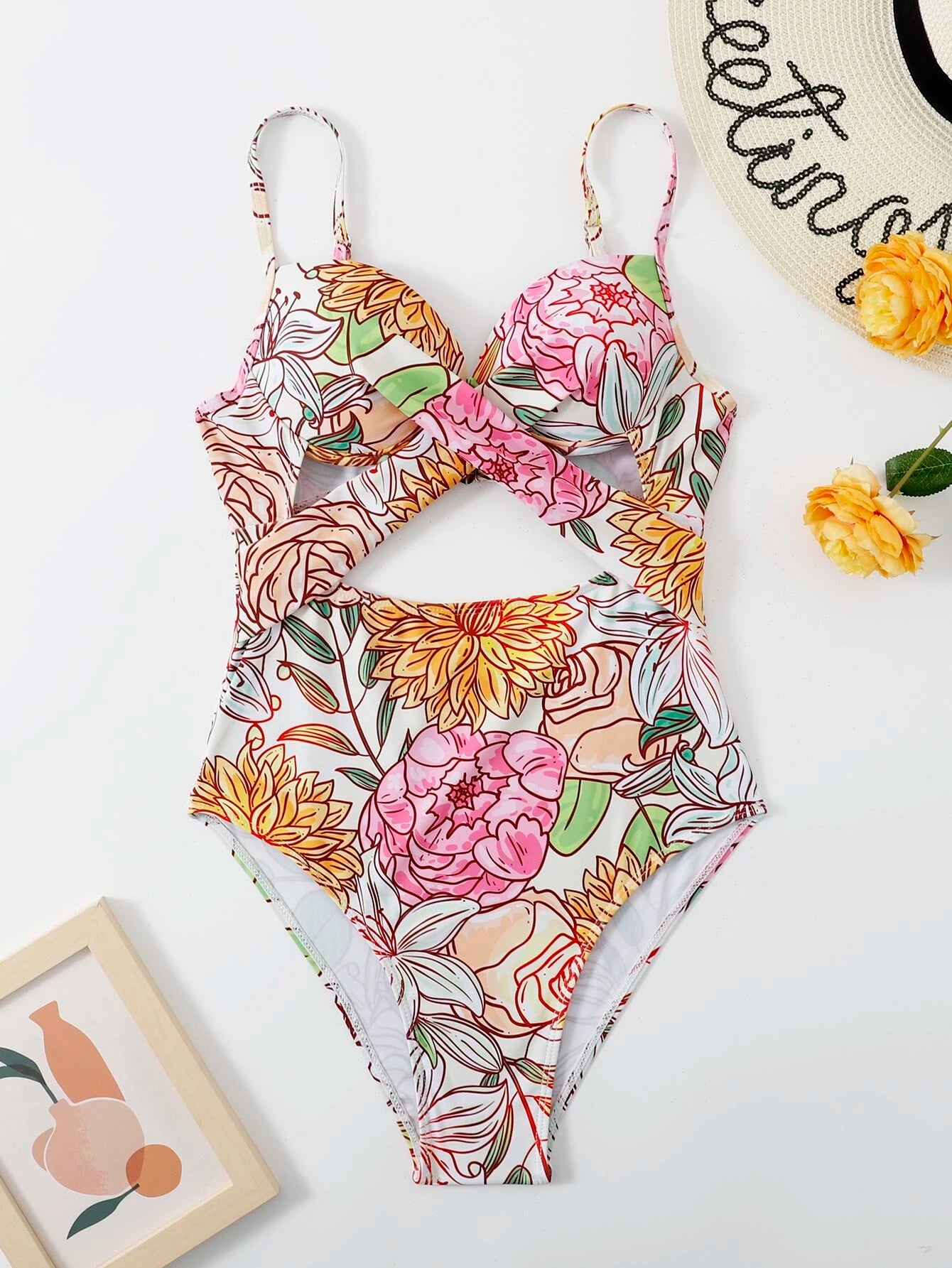 Floral Print Underwire One Piece