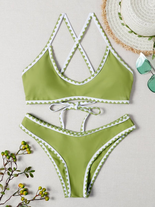 Green & White Bikini