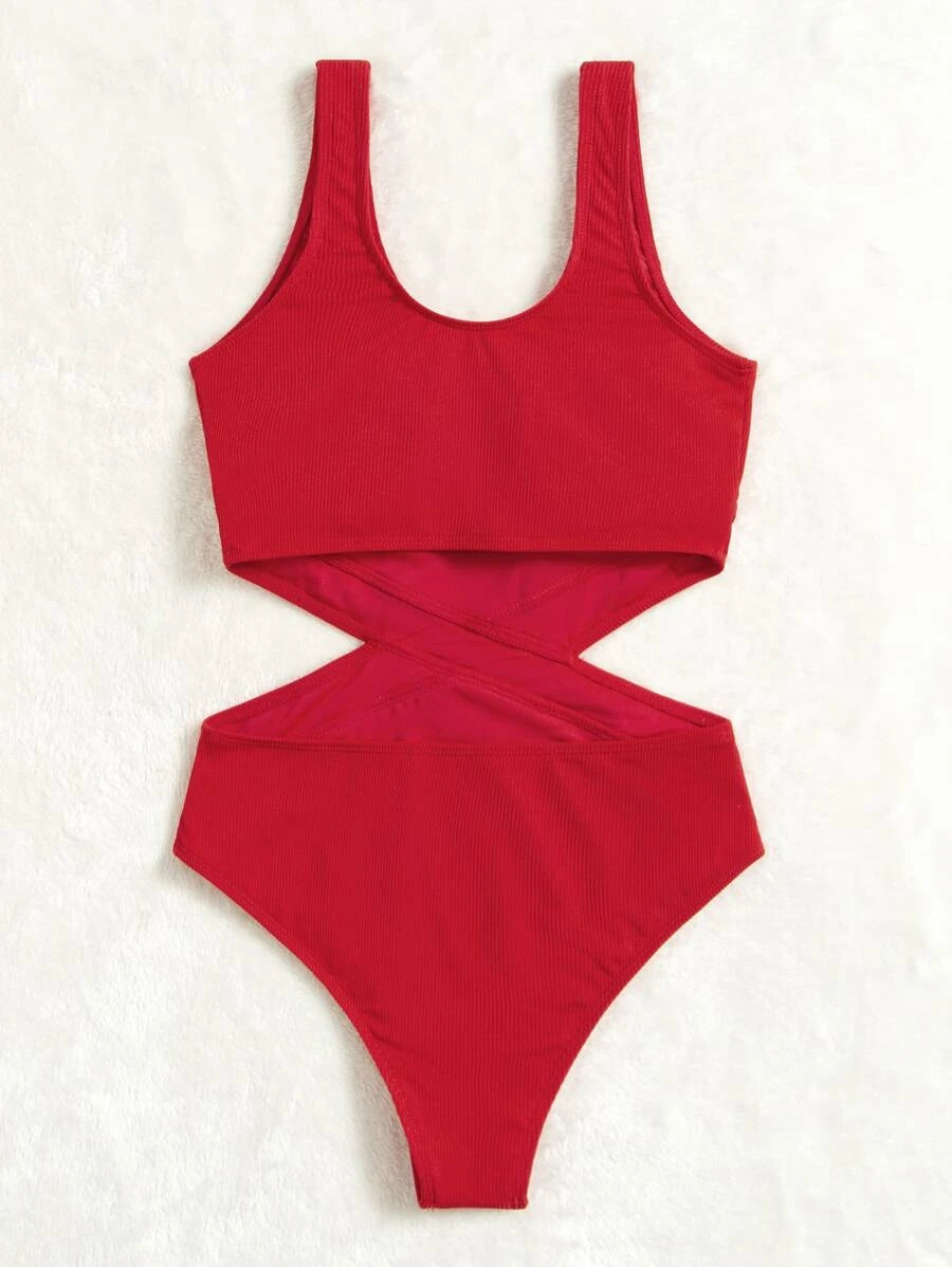 Cut Out Waist One Piece