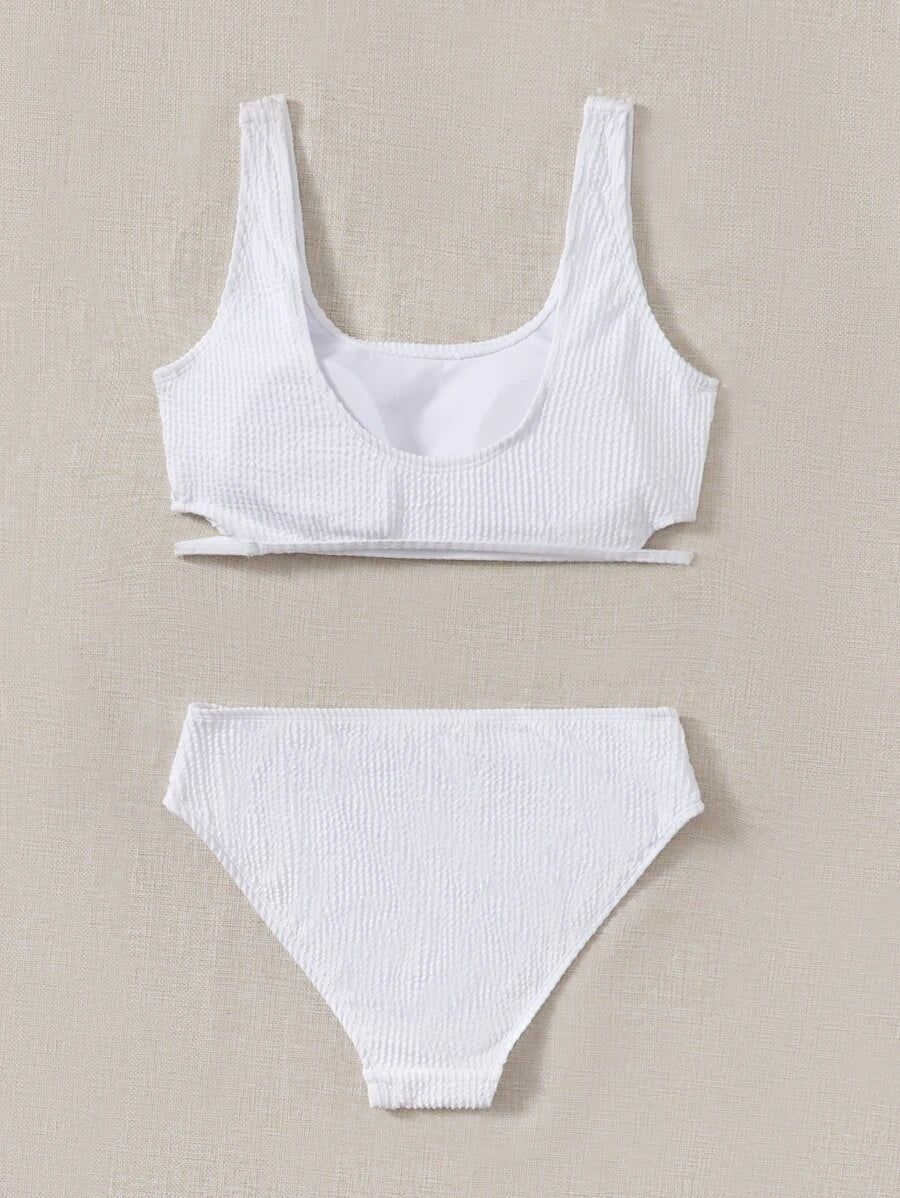 Textured White Bikini XL
